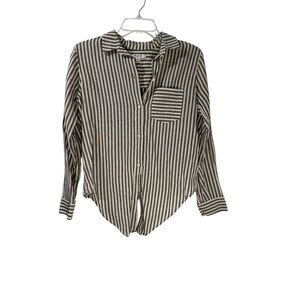 Madewell Maitland gray stripe front tie women’s long sleeve top size XS #19-1934